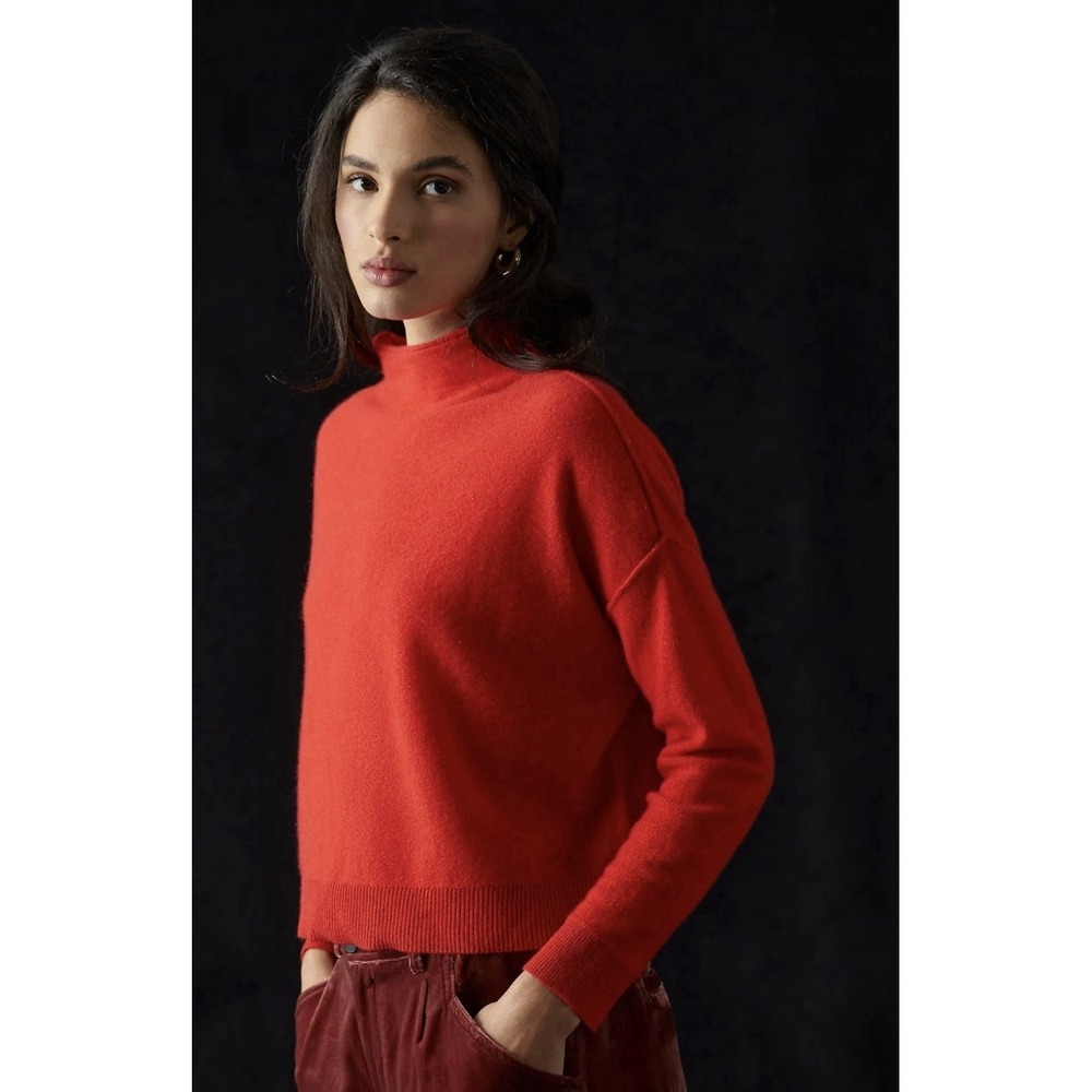 Anthropologie Pilcro Alani 100% Cashmere Mock Neck Sweater Red Size L